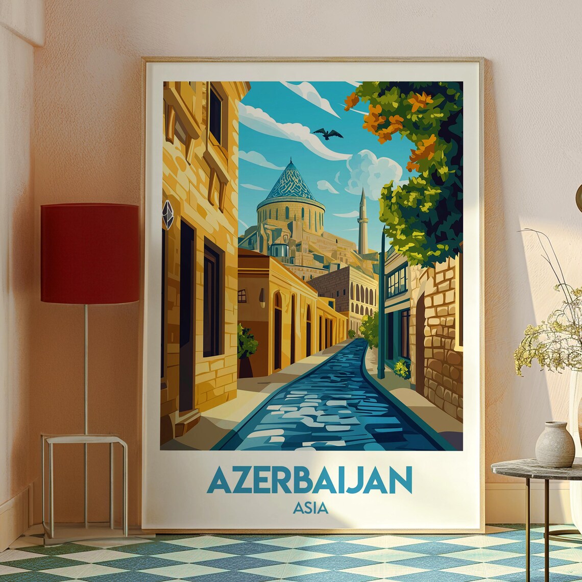 Azerbaijan Travel Poster, Europe West Asia - Image 2