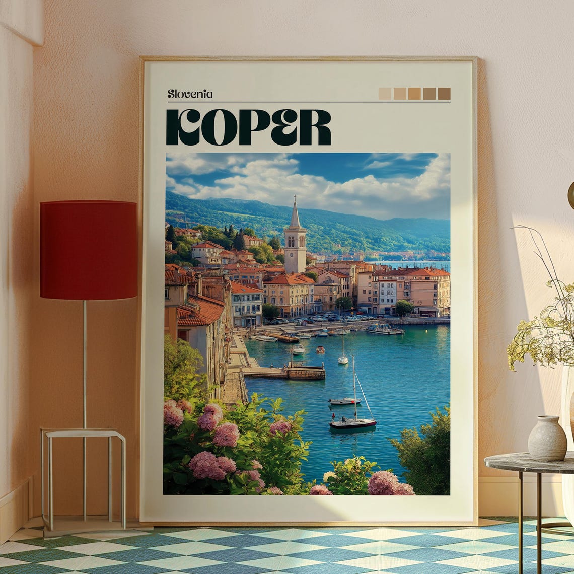 Koper Slovenia Adriatic Harbor Old Town Church Tower Travel Poster - Image 2