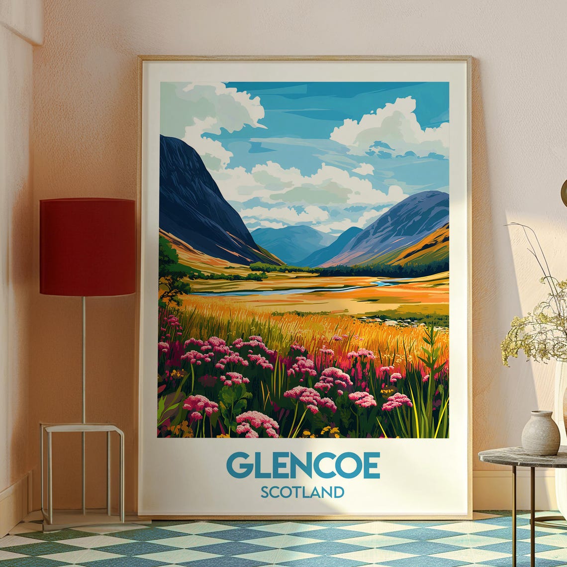 Glencoe Scotland Wildflower Valley Highland Vista Travel Poster - Image 2