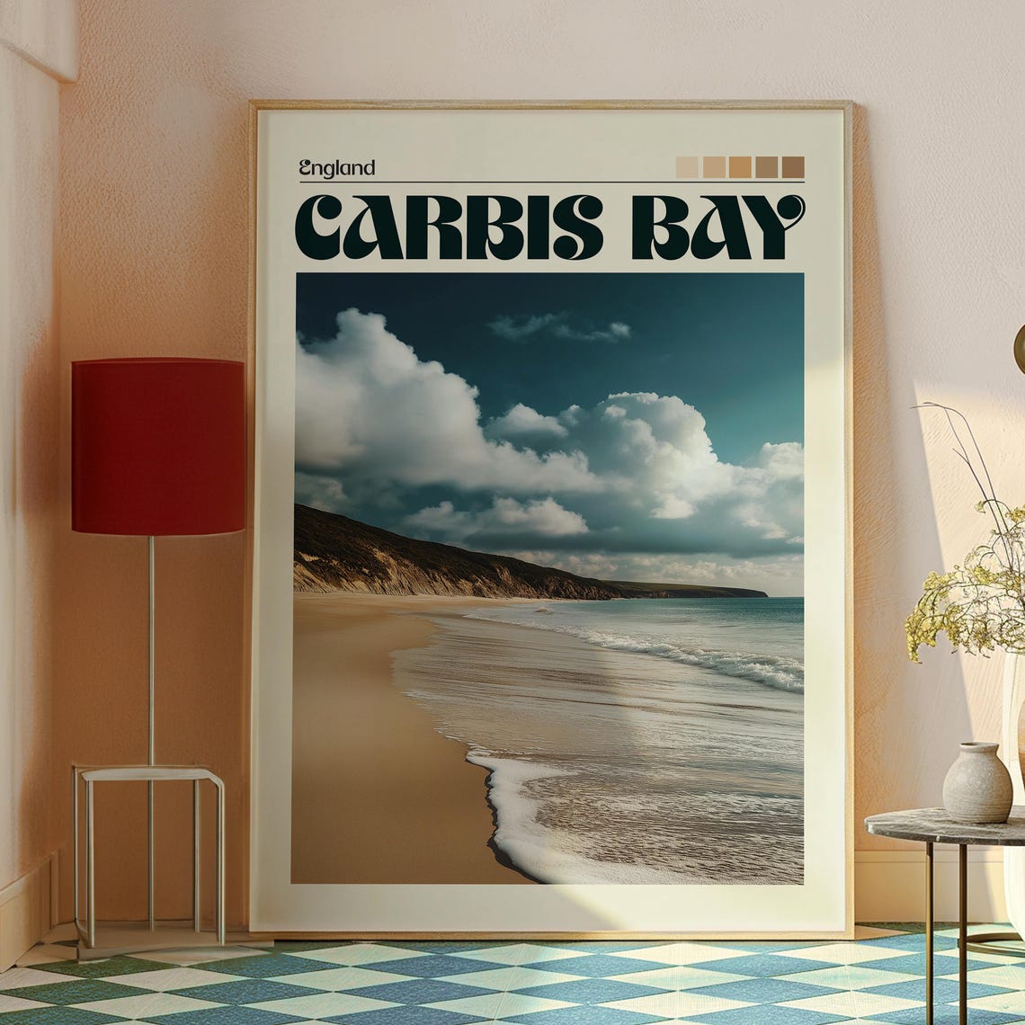 Carbis Bay England Sandy Beach Ocean Waves Cornwall Travel Poster - Image 2