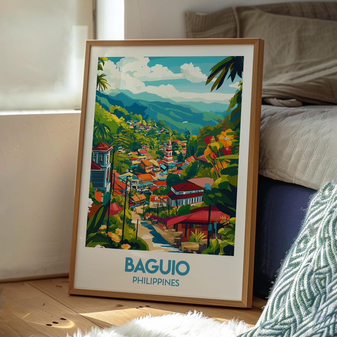 Baguio Philippines Mountain Town Churches Scenic Travel Poster - Image 3