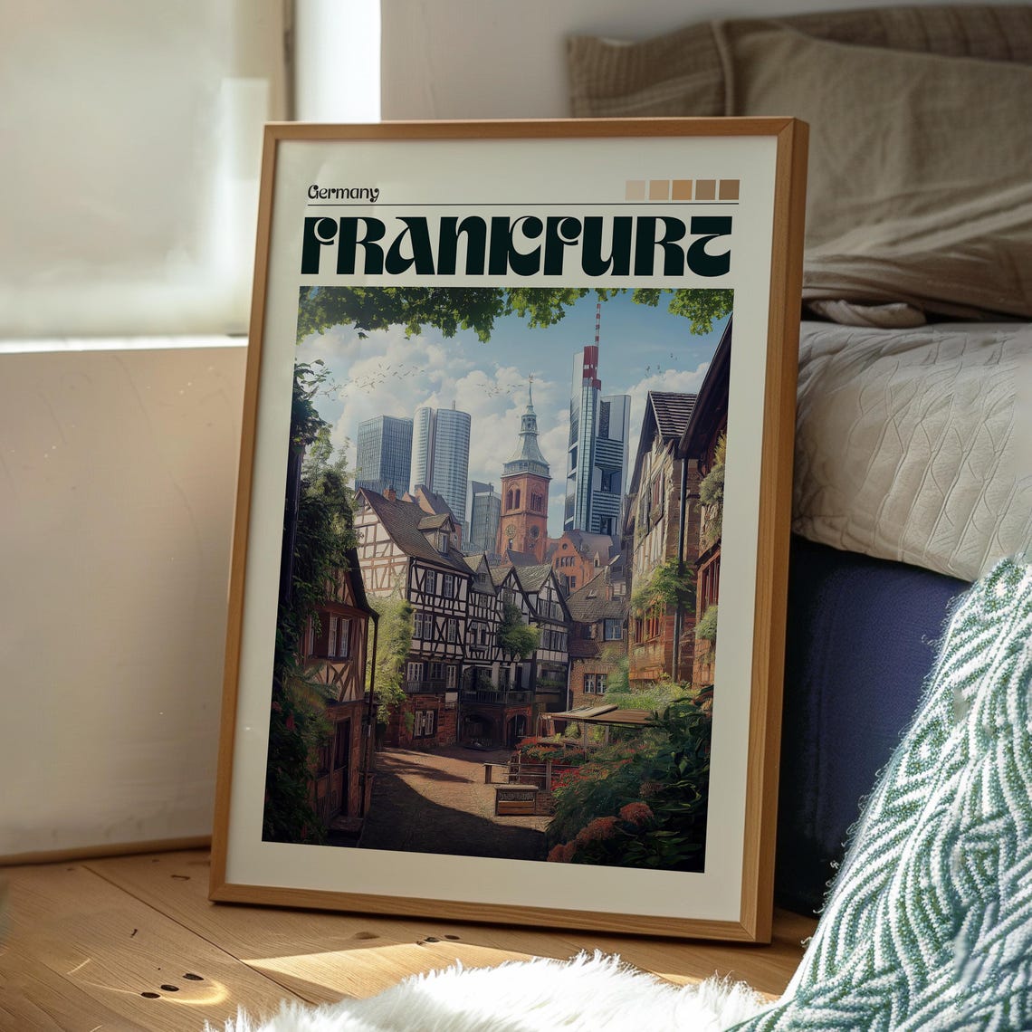 Frankfurt Germany Old Town Timber Houses Skyline Travel Poster - Image 3