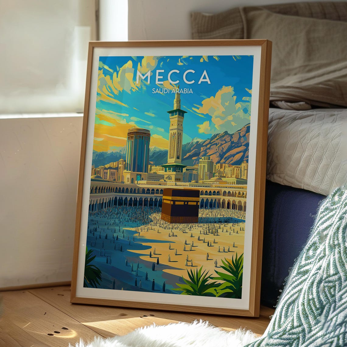 Mecca Saudi Arabia Kaaba Grand Mosque Pilgrimage Travel Poster - Image 3