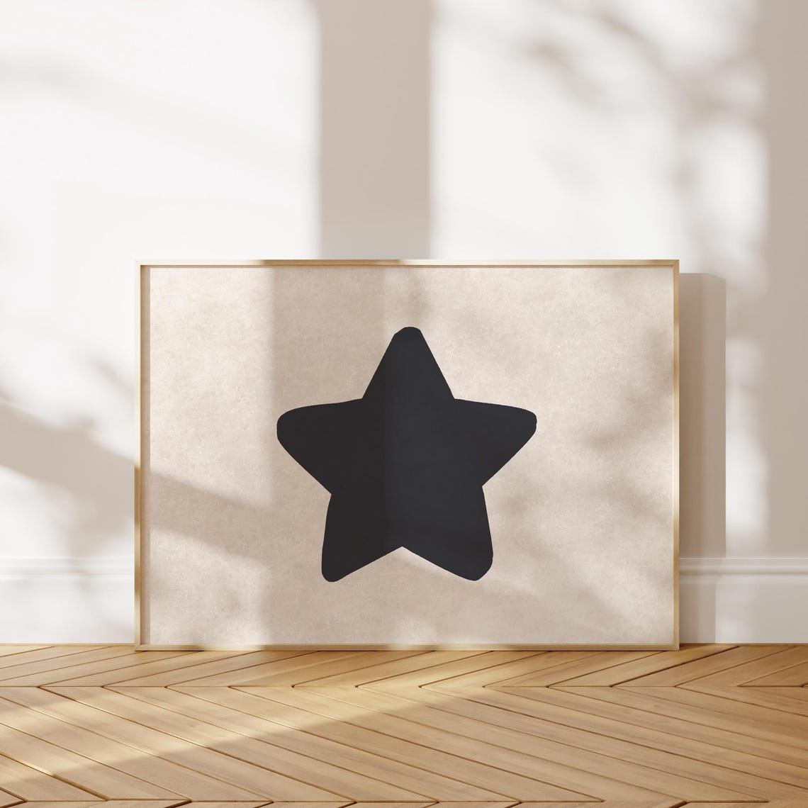 Bold Black Handdrawn Star Minimalist Beige Neutral Decor Poster