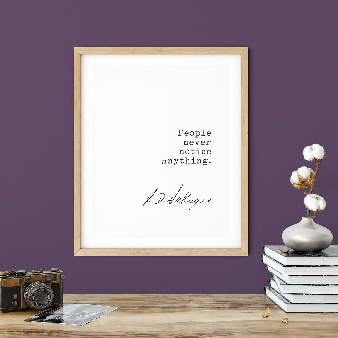 J D Salinger People Never Notice Anything Typewriter Quote Print Poster - Image 4