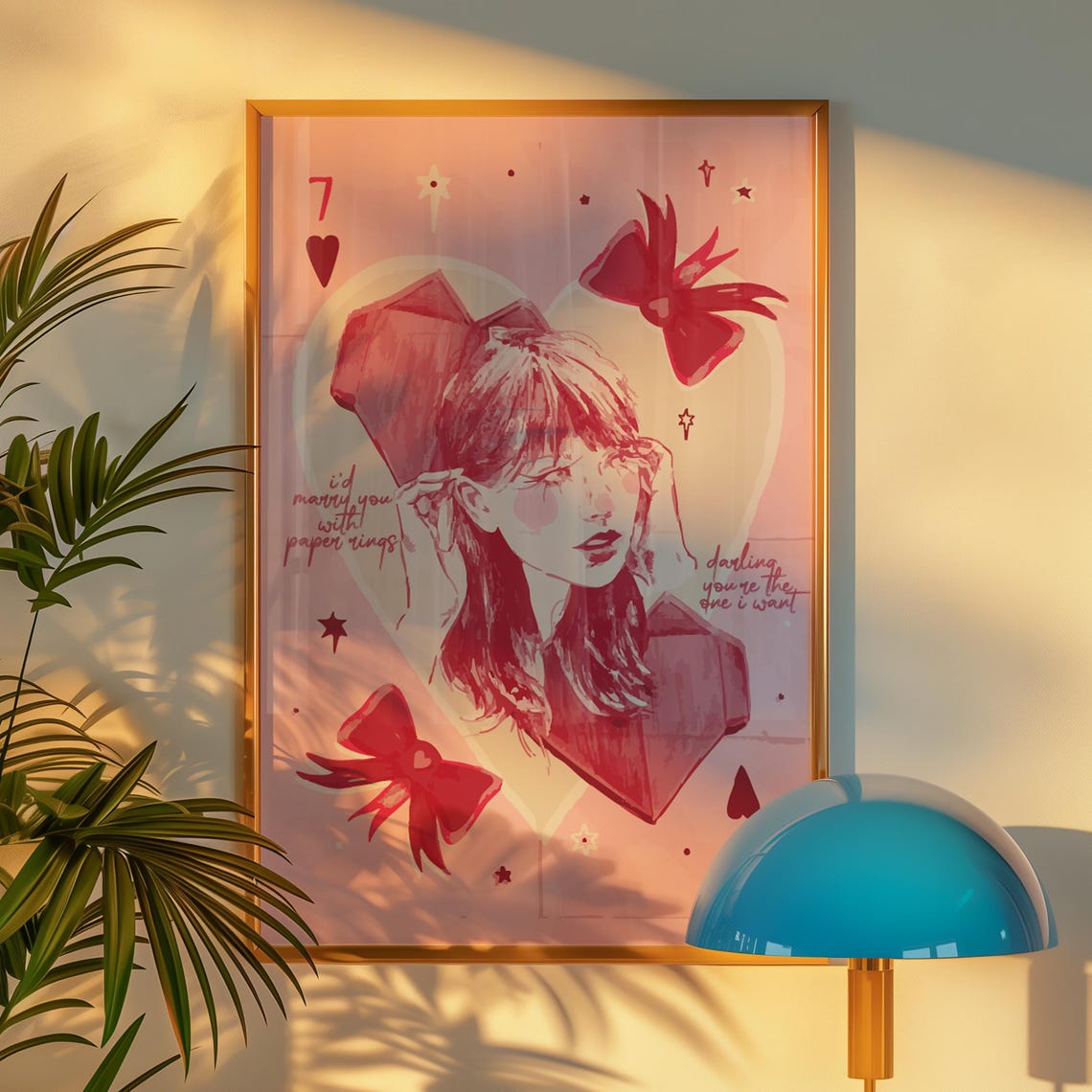 Taylor Swift Paper Rings Lyric Poster Romantic Pink Lover Era Art