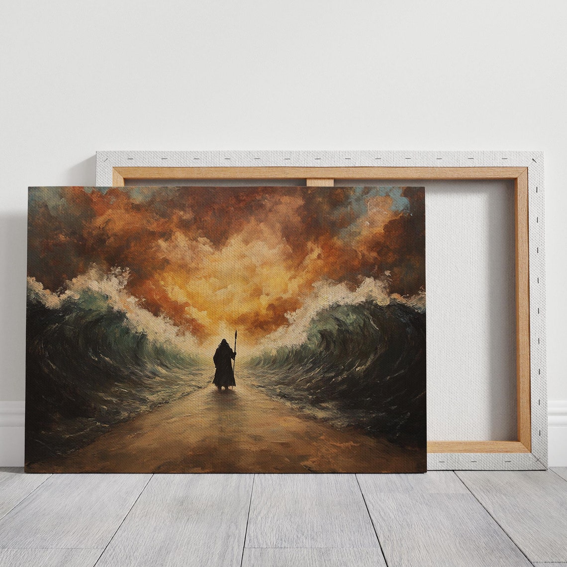 Moses Parting the Red Sea Walking Between Towering Waves Poster