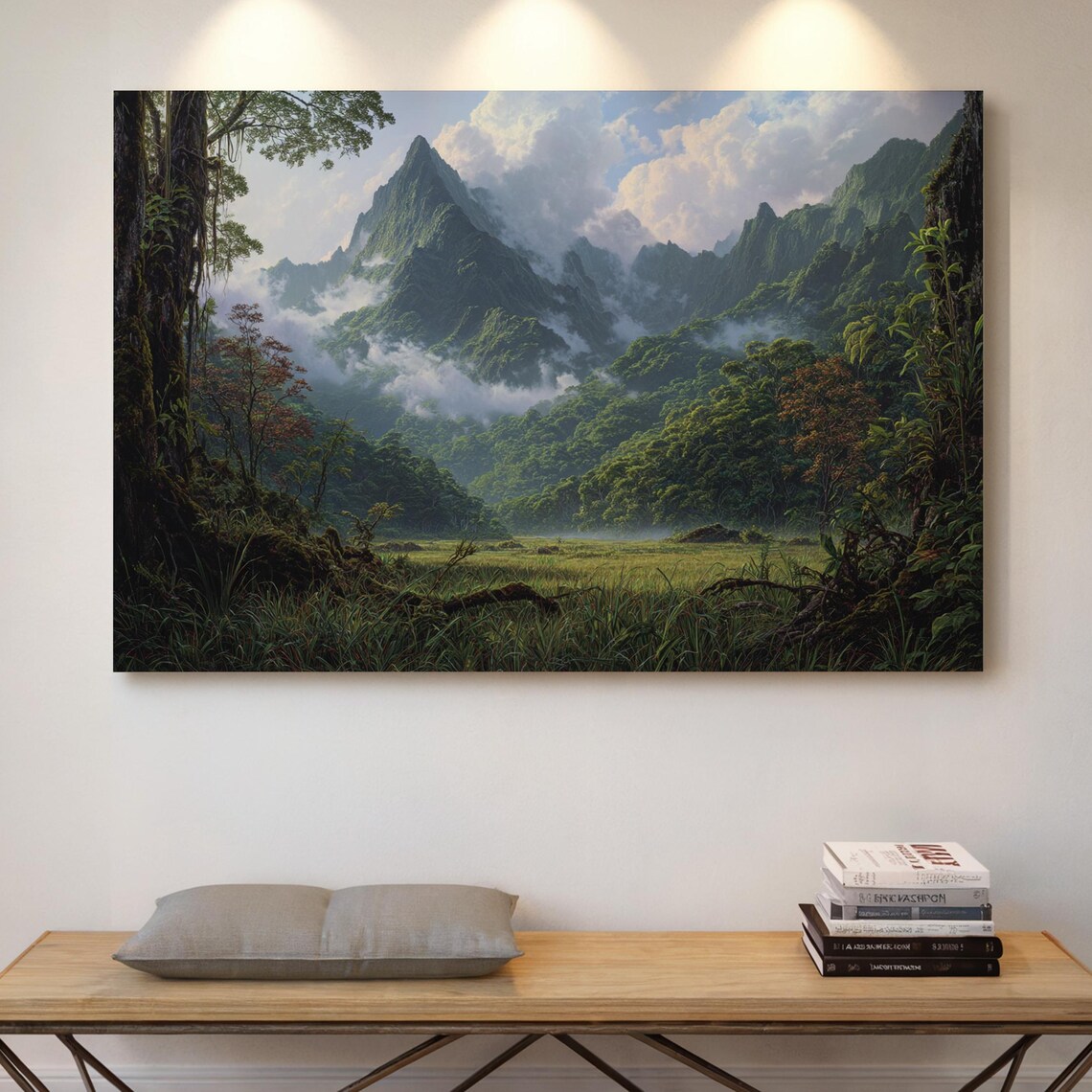 Misty Tropical Jungle Mountains Lush Rainforest Landscape Poster