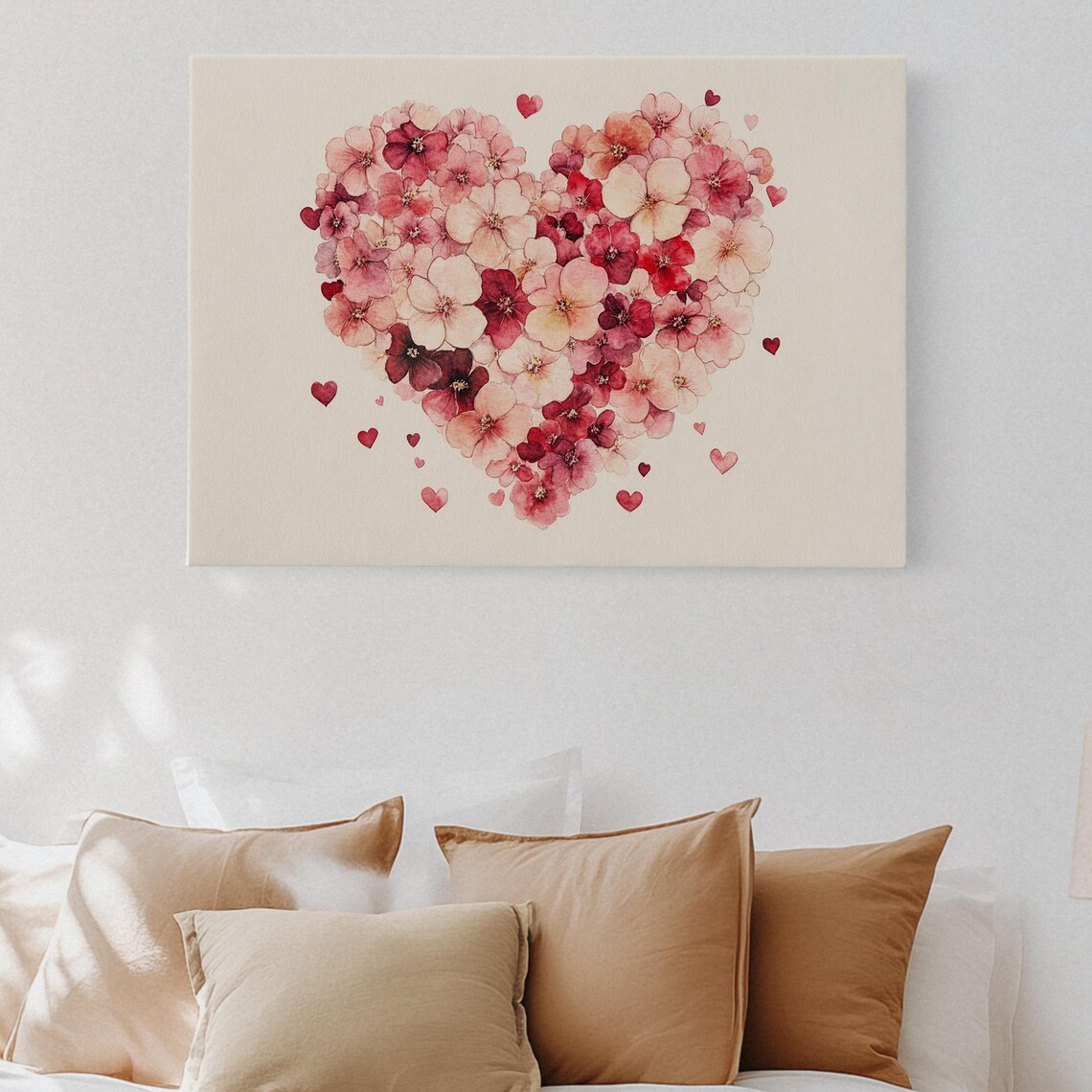 Floral Heart of Pink and Red Watercolor Romantic Love Gift Poster