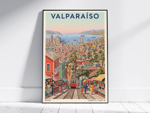 Valparaso Chile Travel Poster Vintage Wall Art Print Retro Coastal Home Decor Modern Artwork For Living Room Or Office