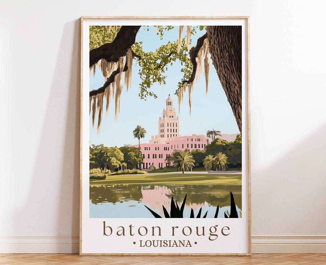 Historic Baton Rouge Louisiana Southern Capitol Live Oak Poster