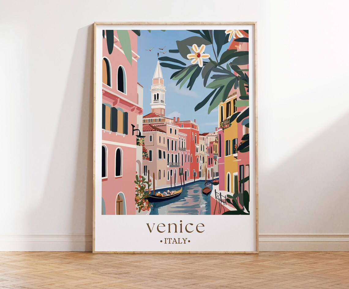 Venice Italy Travel Poster, Europe Wall Art Print