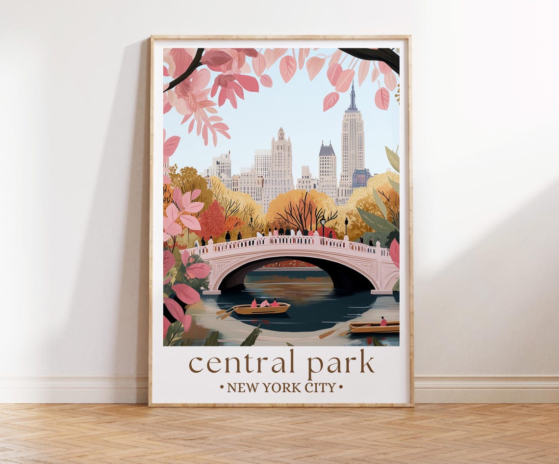 Central Park Nyc Travel Poster Print United States Wall Art New York Usa Print City Poster Personalised Gifts Birthday Present