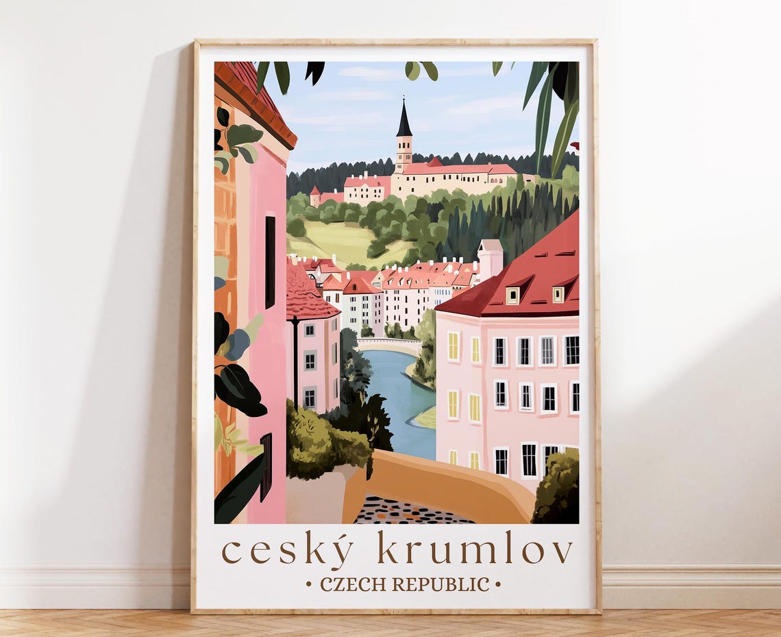 Cesky Krumlov Travel Poster, Fairytale Town