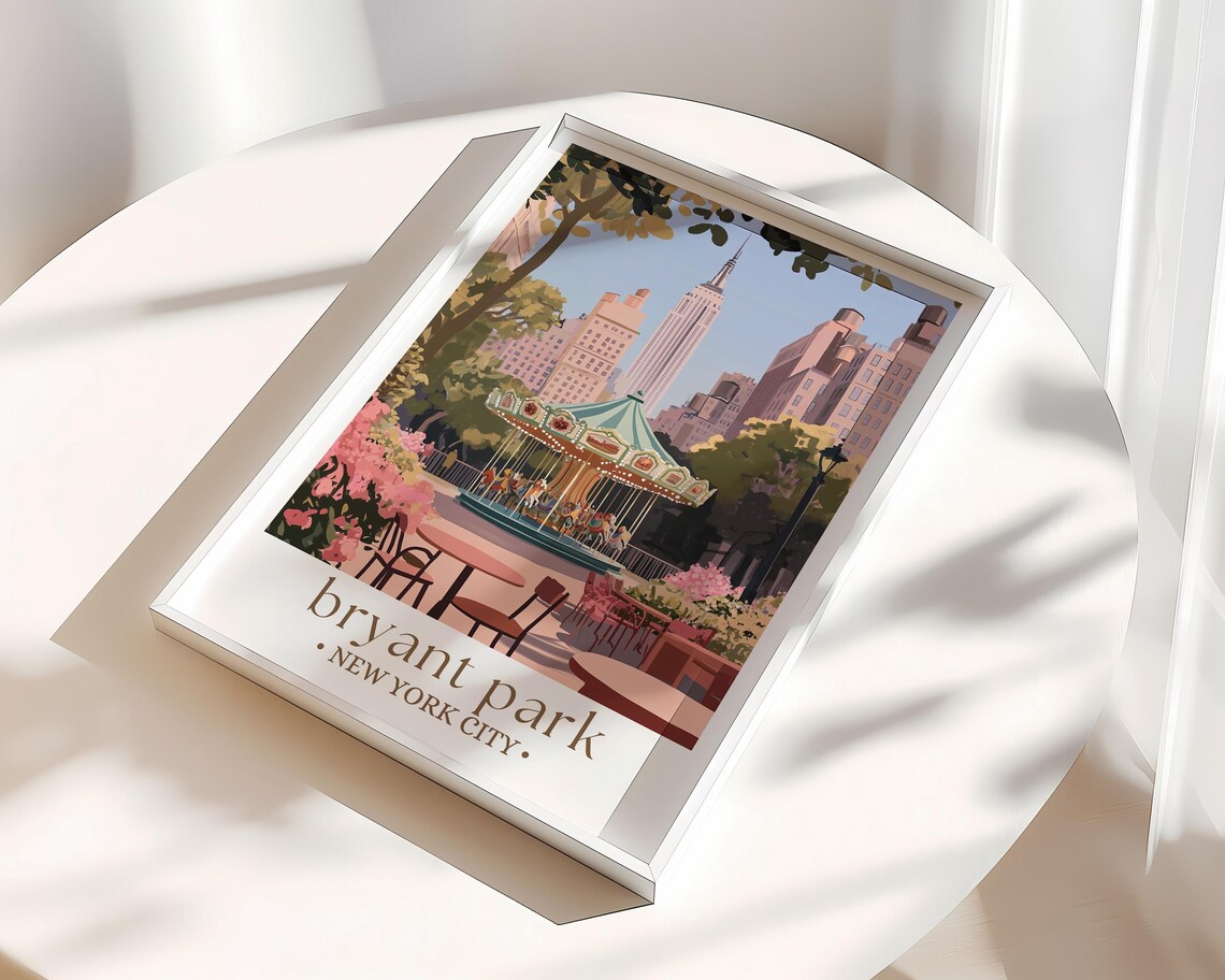 Bryant Park, New York Travel Poster, Wall Art Print - Image 3
