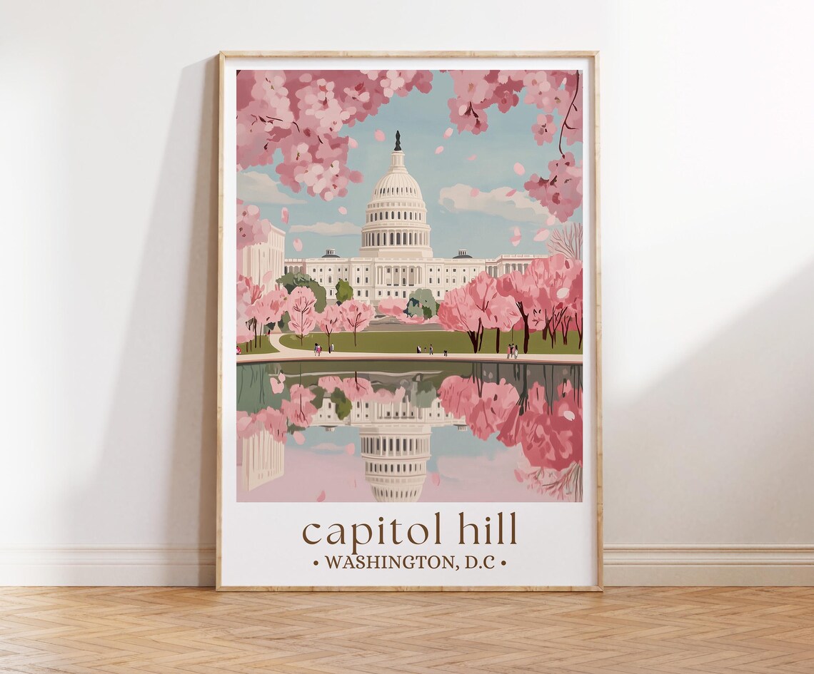 Capitol Hill Washington Cherry Blossom Art Print
