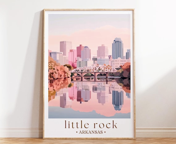 Arkansas Skyline Art Print, Illustrated State Capitol