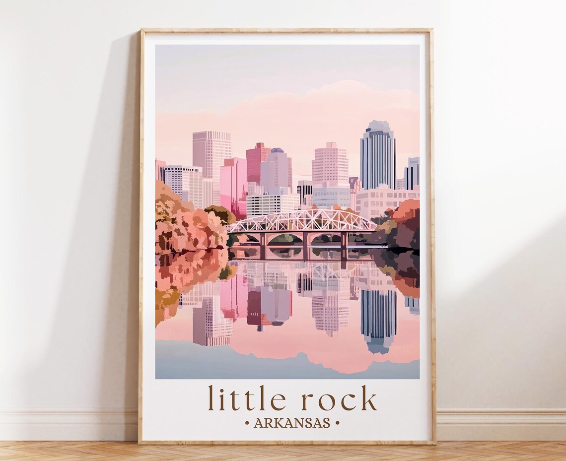 Arkansas Skyline Art Print, Illustrated State Capitol