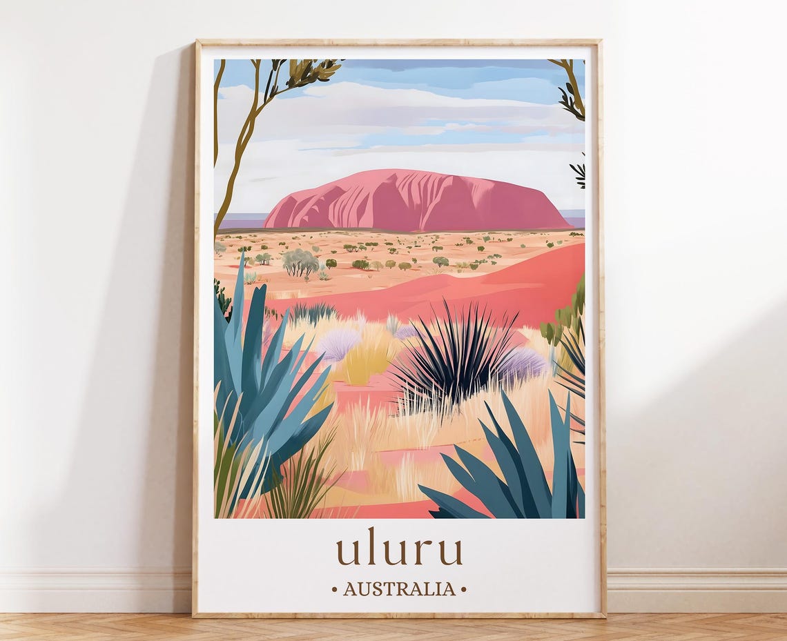 Uluru Australia Red Rock Desert Outback Landscape Scenic Poster