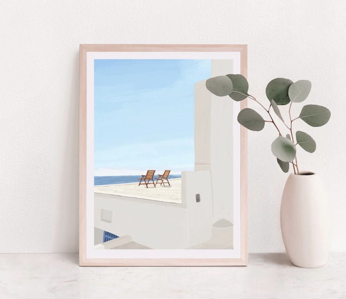 Santorini Greece Ocean Travel Poster, Europe View