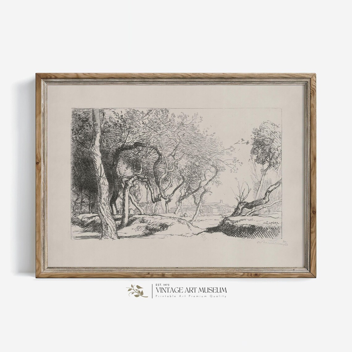 Twisted Tree Vintage Sketch Art Print, Farmhouse Decor