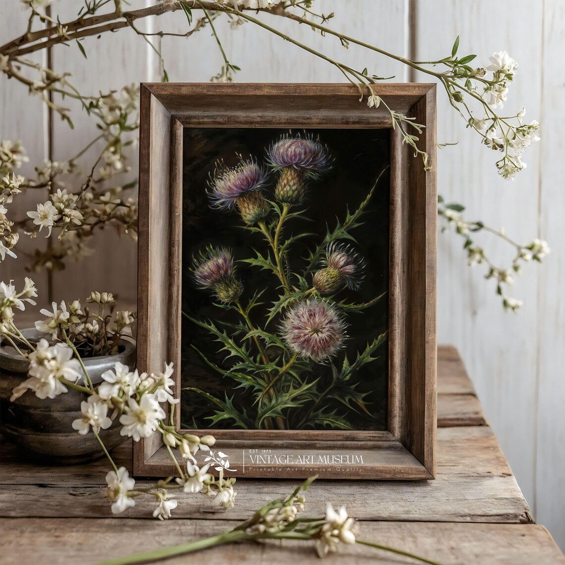 Dark Thistles Vintage Botanical Art Print - Image 2
