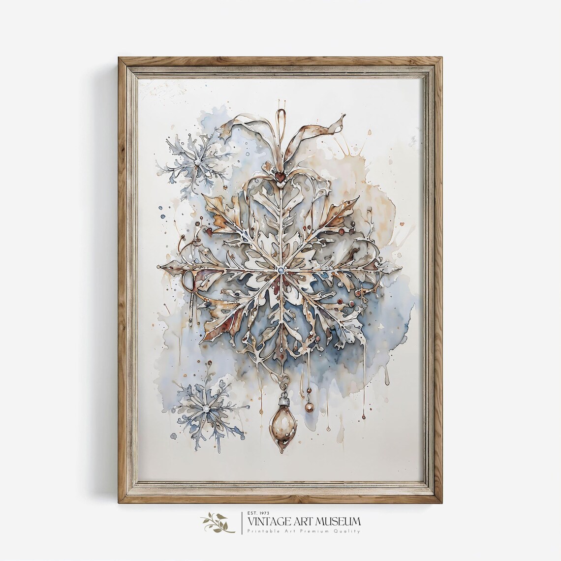Vintage Style Christmas Snowflake Ornament Art Print - Image 3