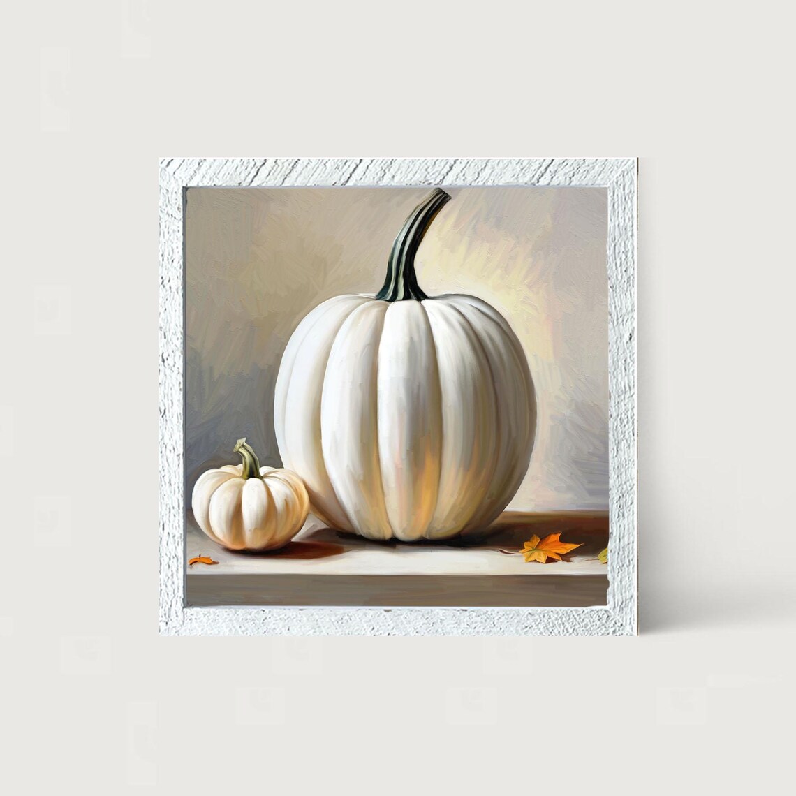 White Pumpkin Still Life Art Print, Autumn Decor - Image 4