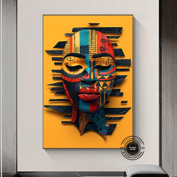 African Wall Symbols Canvas Painting Culture Home Decor Luxury Art Pattern Traditional