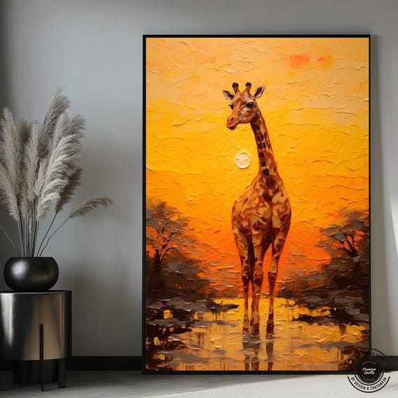 Giraffe Abstract Art Framed Poster Print Wall Animal