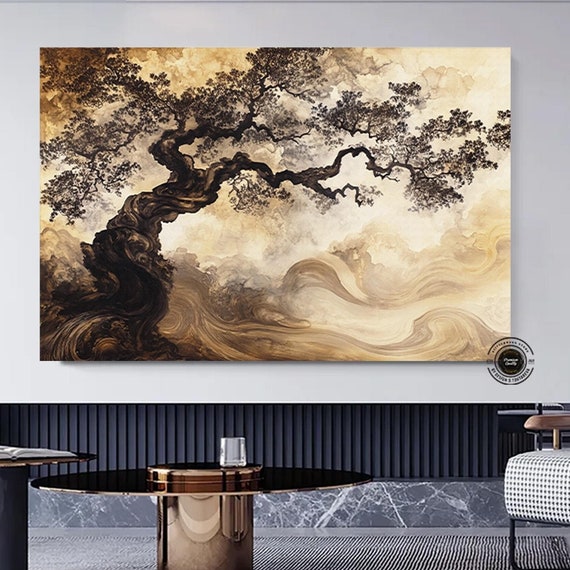 Vintage Style Tree Of Life Painting On Canvas Symbolic Art Print Abstract Printnature Wall Prints Home Decor Gift