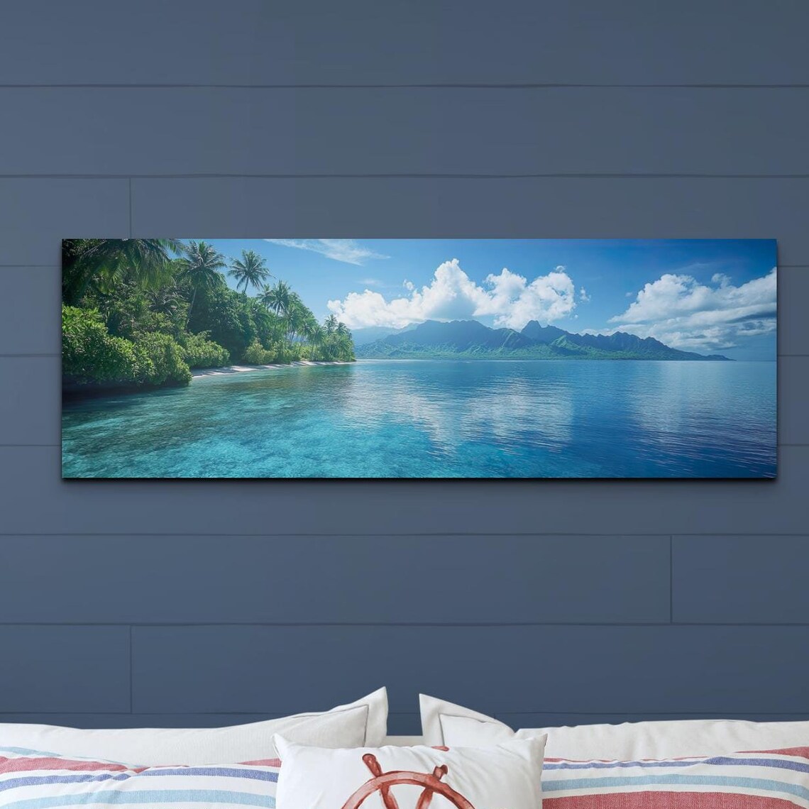 Mountain Lake Photography Panoramic Scenery Ready To Hang Wall Art Print