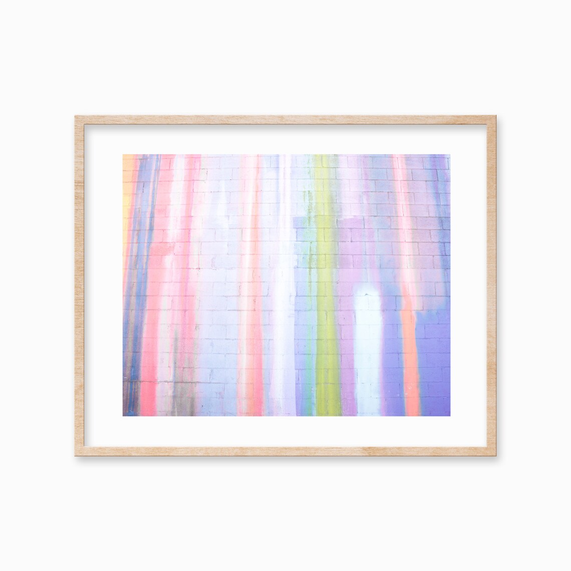 Soft Pastel Striped Wall Pink Blue Lilac Brick Art Photo Poster