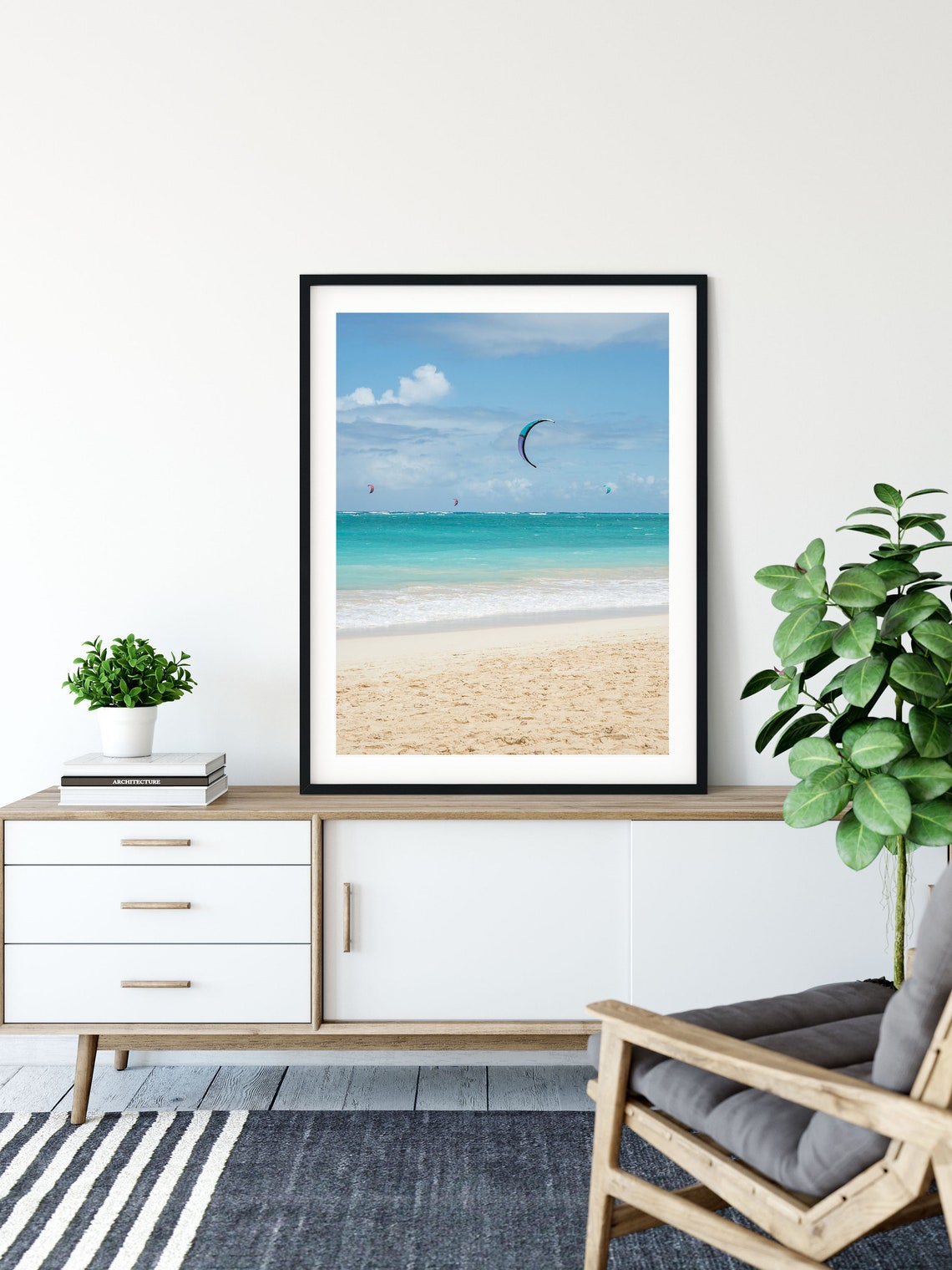 Kite Surfers Soaring Over a Turquoise Beach Ocean Wave Poster - Image 2