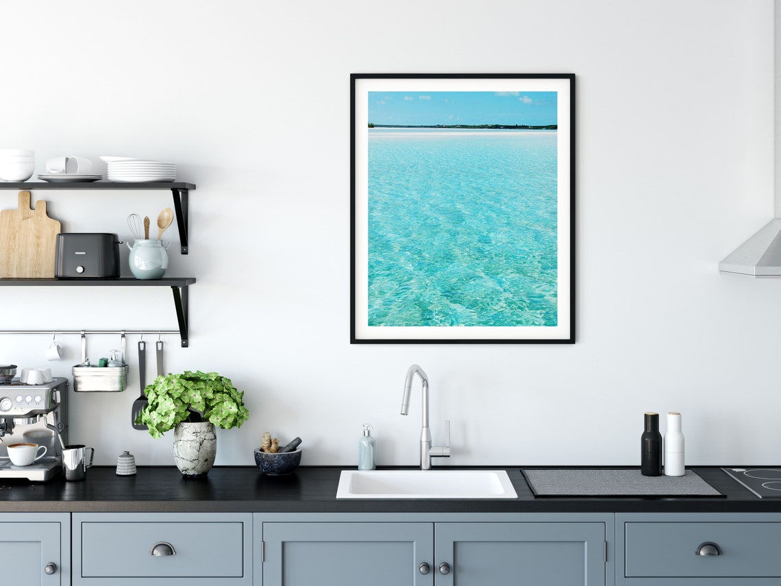 Vibrant Turquoise Shallow Ocean Water Ripples Coastal Photo Poster - Image 3