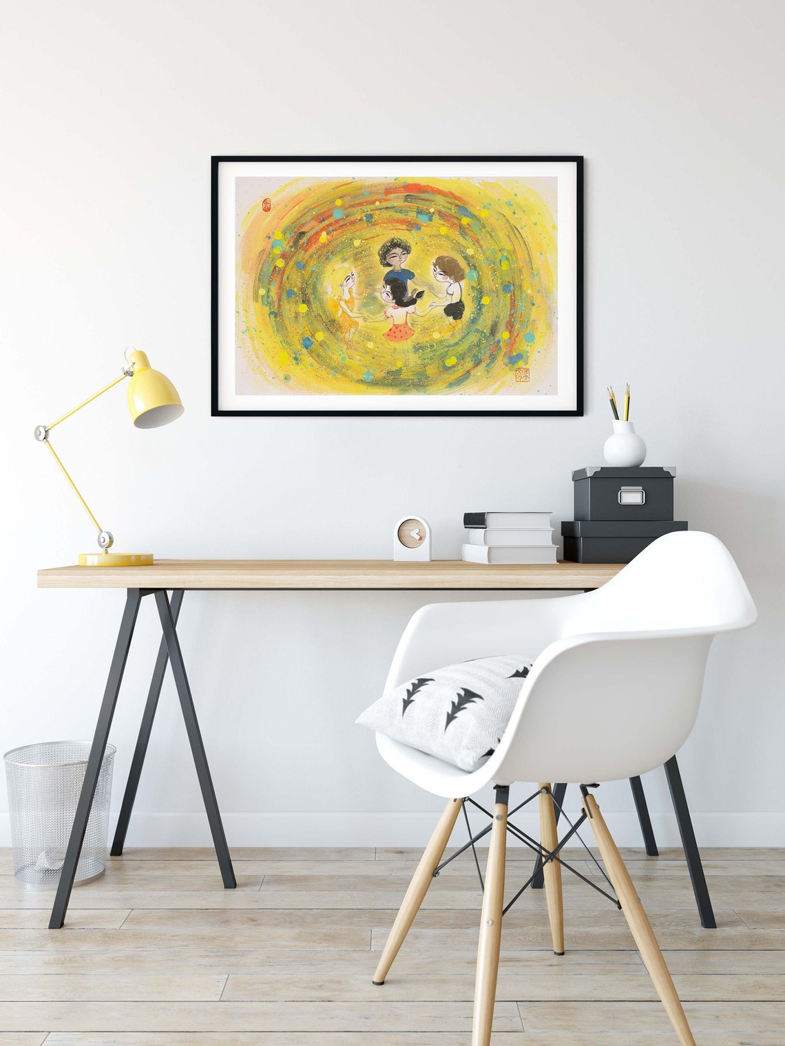 Kids Dance Art Print Happy Kids Painting Print Painting Print Chinese Painting Print Home Wall Decor Kids Room Art Wall Art - Image 2