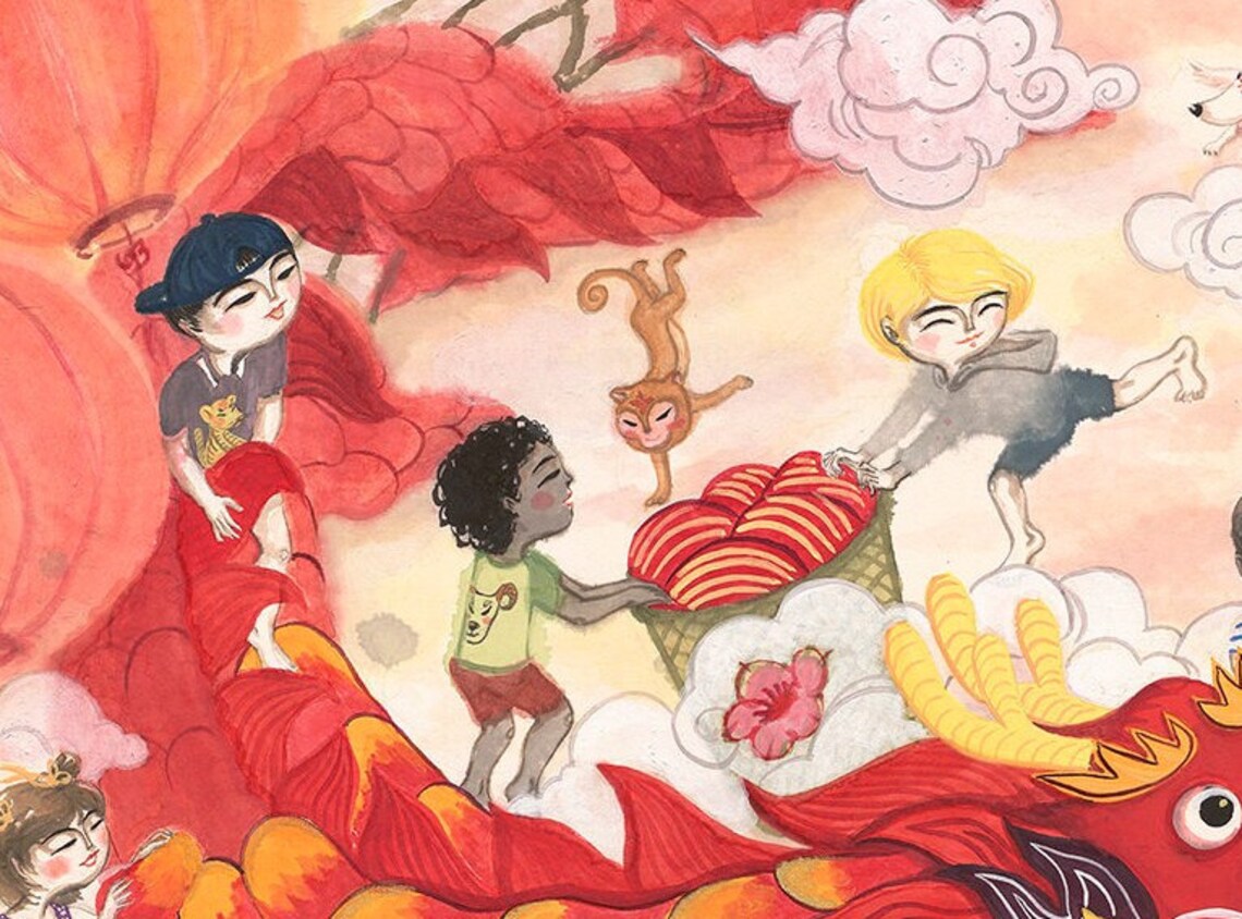 Year Of Dragon Chinese Style Art Print, Nursery Decor - Image 2
