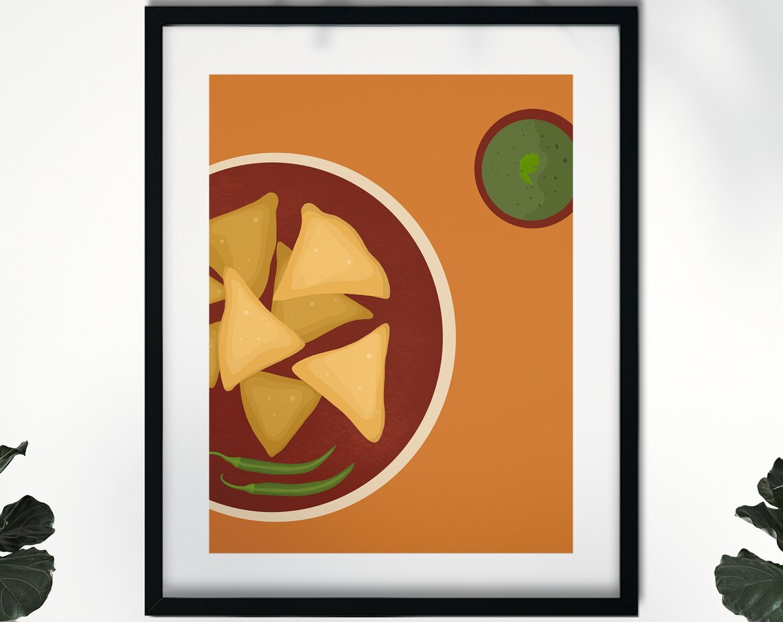 Samosa Art Print, Modern Asian Kitchen Decor