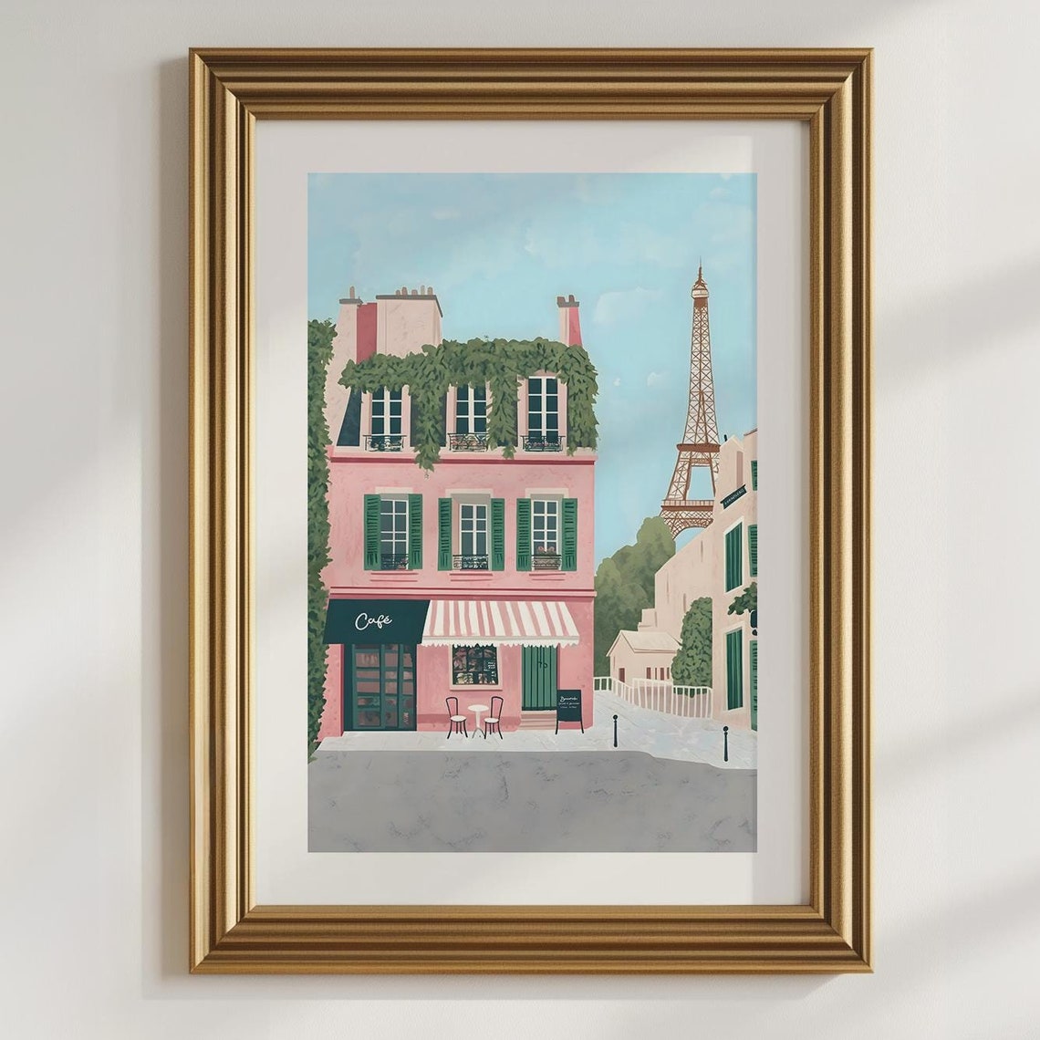 Paris Painting Cafe Watercolor Art La Maison Rose Cute Pink Paris Art Paris Cityscape Illustration French Travel Art - Image 3
