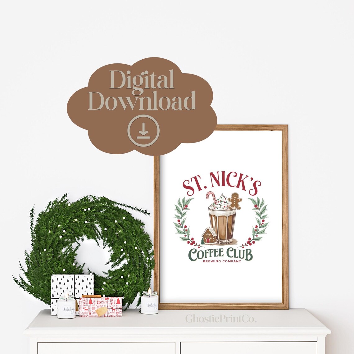 St Nicks Coffee, Christmas Holiday Art Print