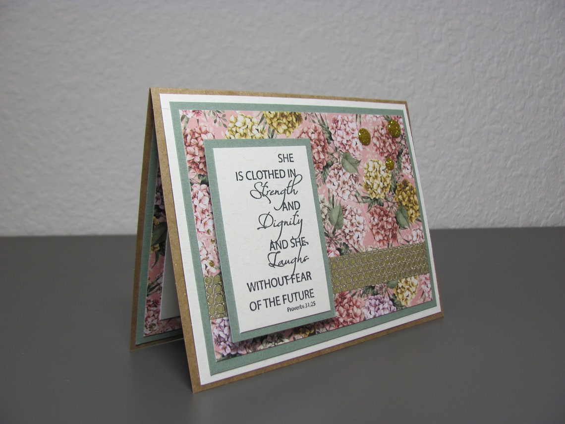 She Is Clothed In Strength And Dignity Floral Proverbs 31:25 Poster - Image 2