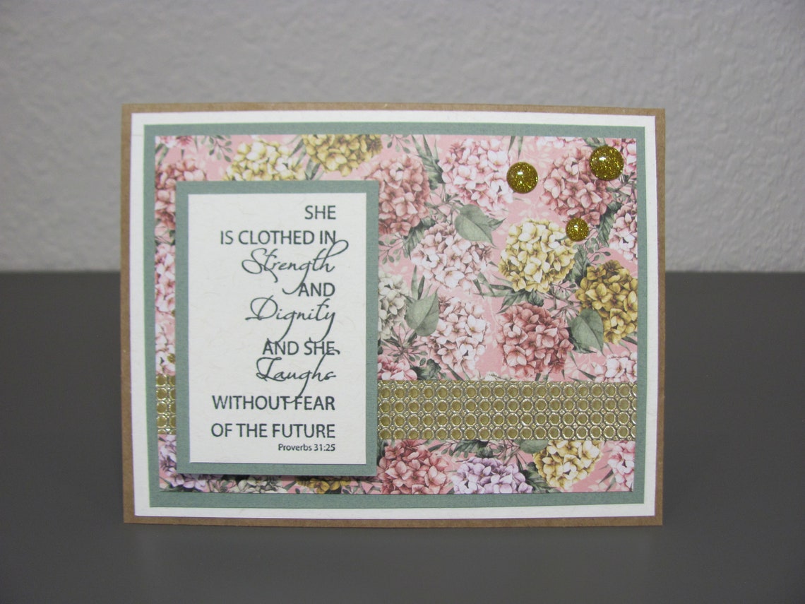 She Is Clothed In Strength And Dignity Floral Proverbs 31:25 Poster