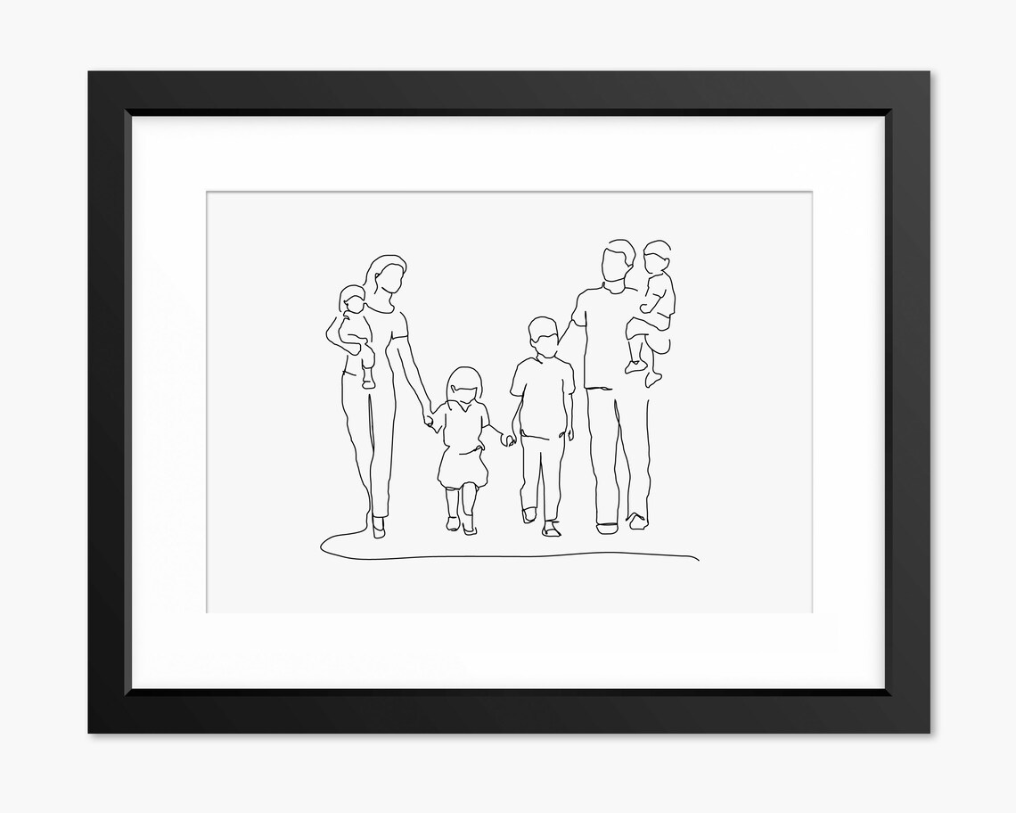 Family Drawing Family Line Art Family Portrait Family Illustration Family Gift Family Print Gift For Mom Gift For Dad Wall Art