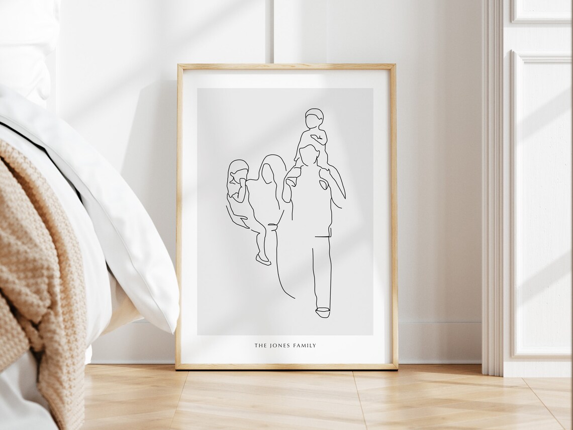 Personalised Family Print Personalised Illustration Family Line Art Family Drawing Family Personalised Gift Family Wall Art Drawing - Image 2
