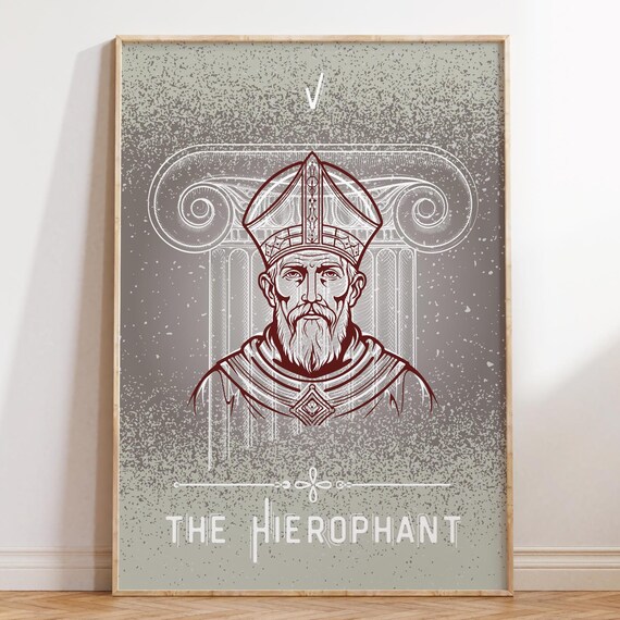 The Hierophant Tarot Card Astrology Poster Grimoire Zodiac Print Pagan Decor Celestial Arcane Indie Room Spiritual Preppy Wall Art