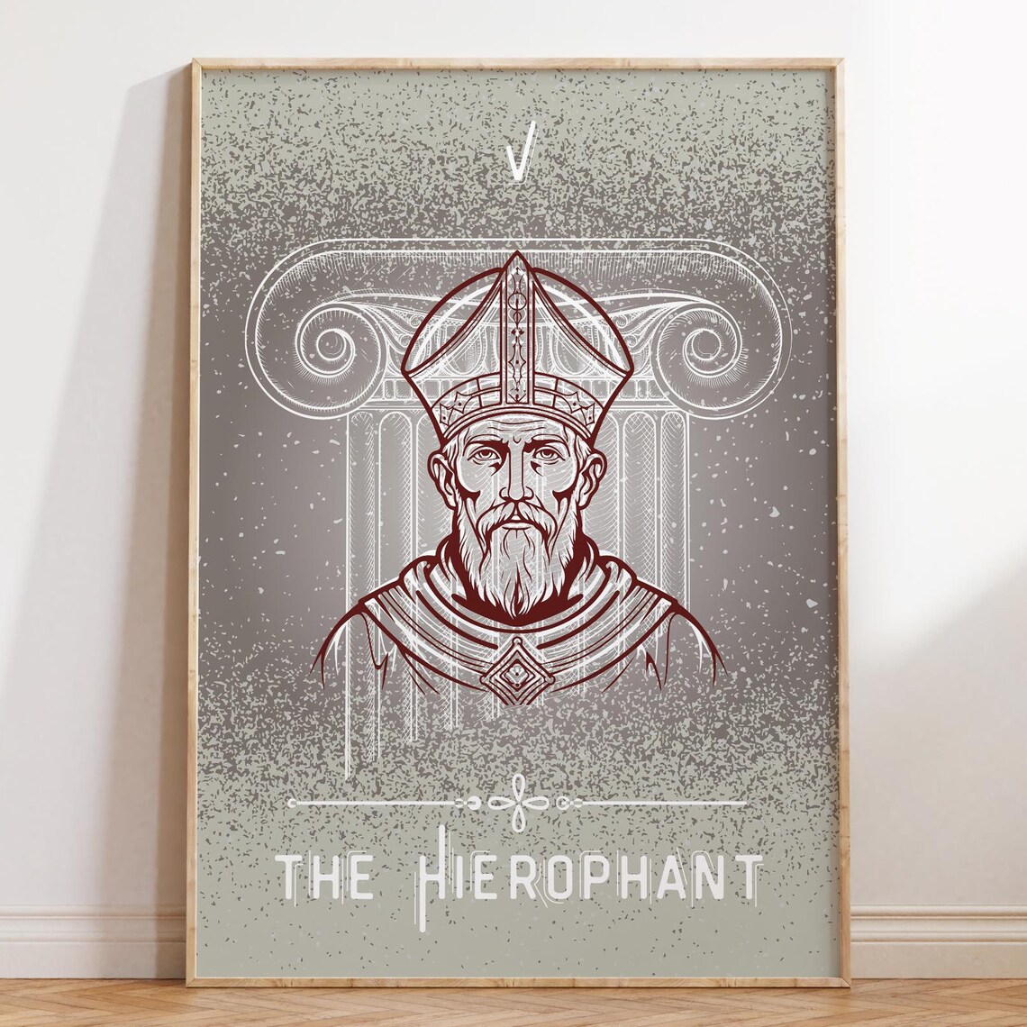 The Hierophant Tarot Card Bishop Portrait Vintage Mystic Poster