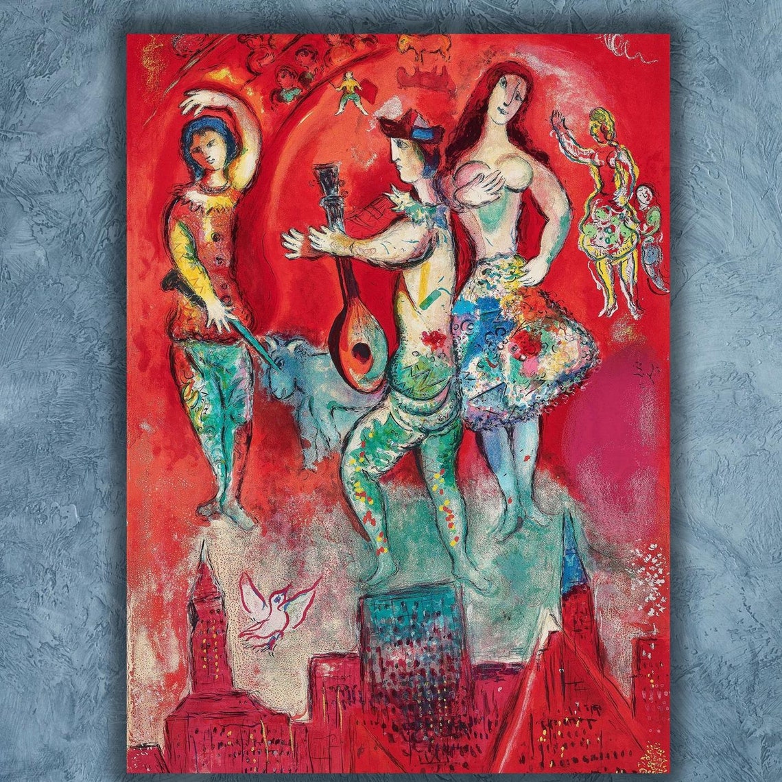 Marc Chagall Carmen 1966 Opera Scene Vibrant Red Figures Poster