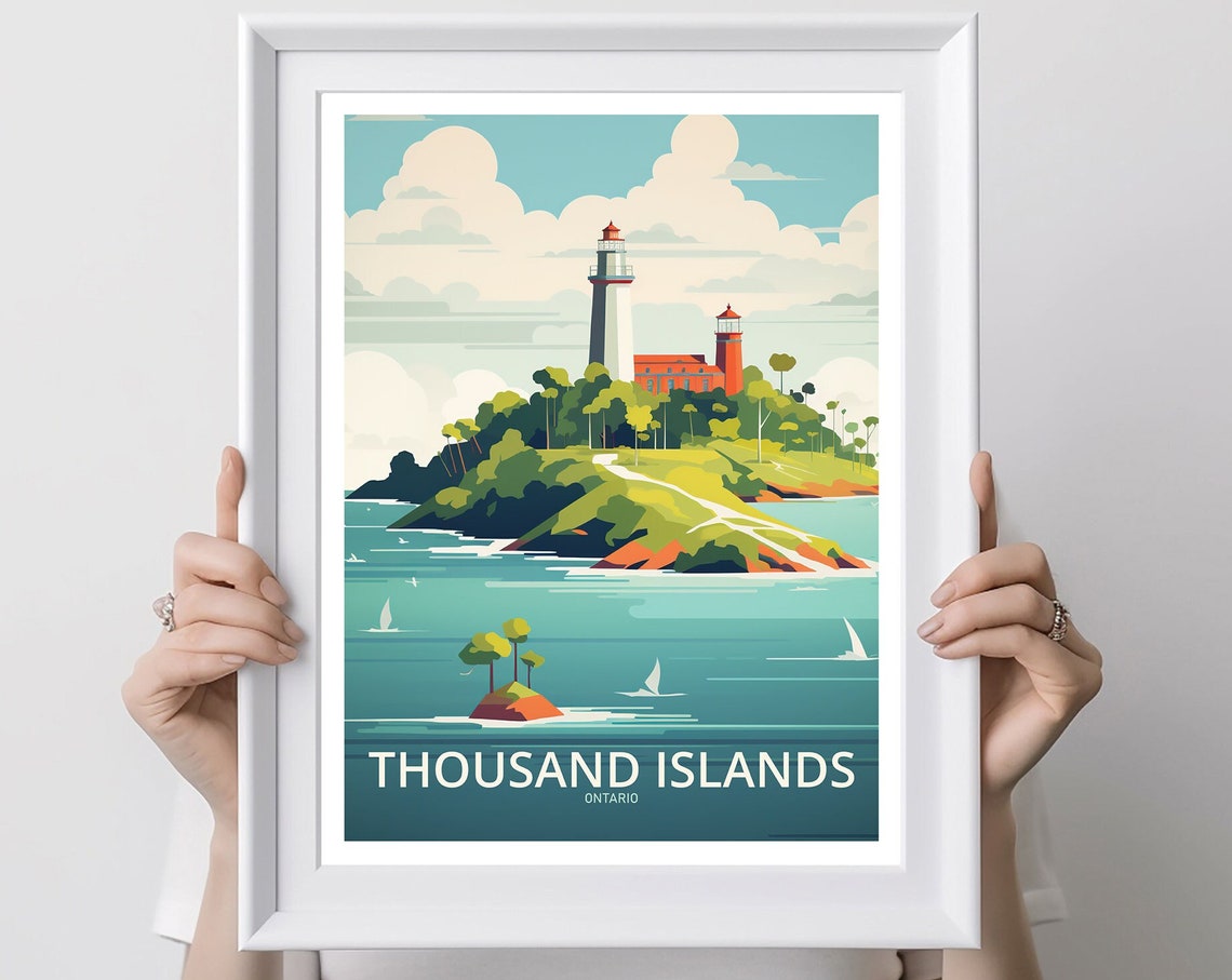 Thousand Islands Ontario Lighthouse Sailboats Water Travel Poster