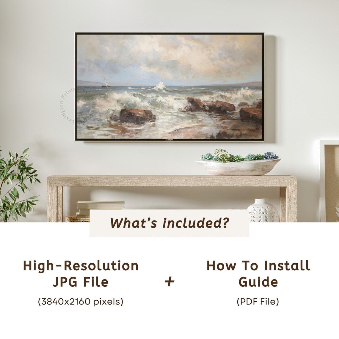 Dark Ocean Waves Tv Art Coastal Tv Art Frame Tv Art Ocean Tv Art Beach Art Coastal Tv Art Vintage Coastal Wall Art Moody Art 691 - Image 6