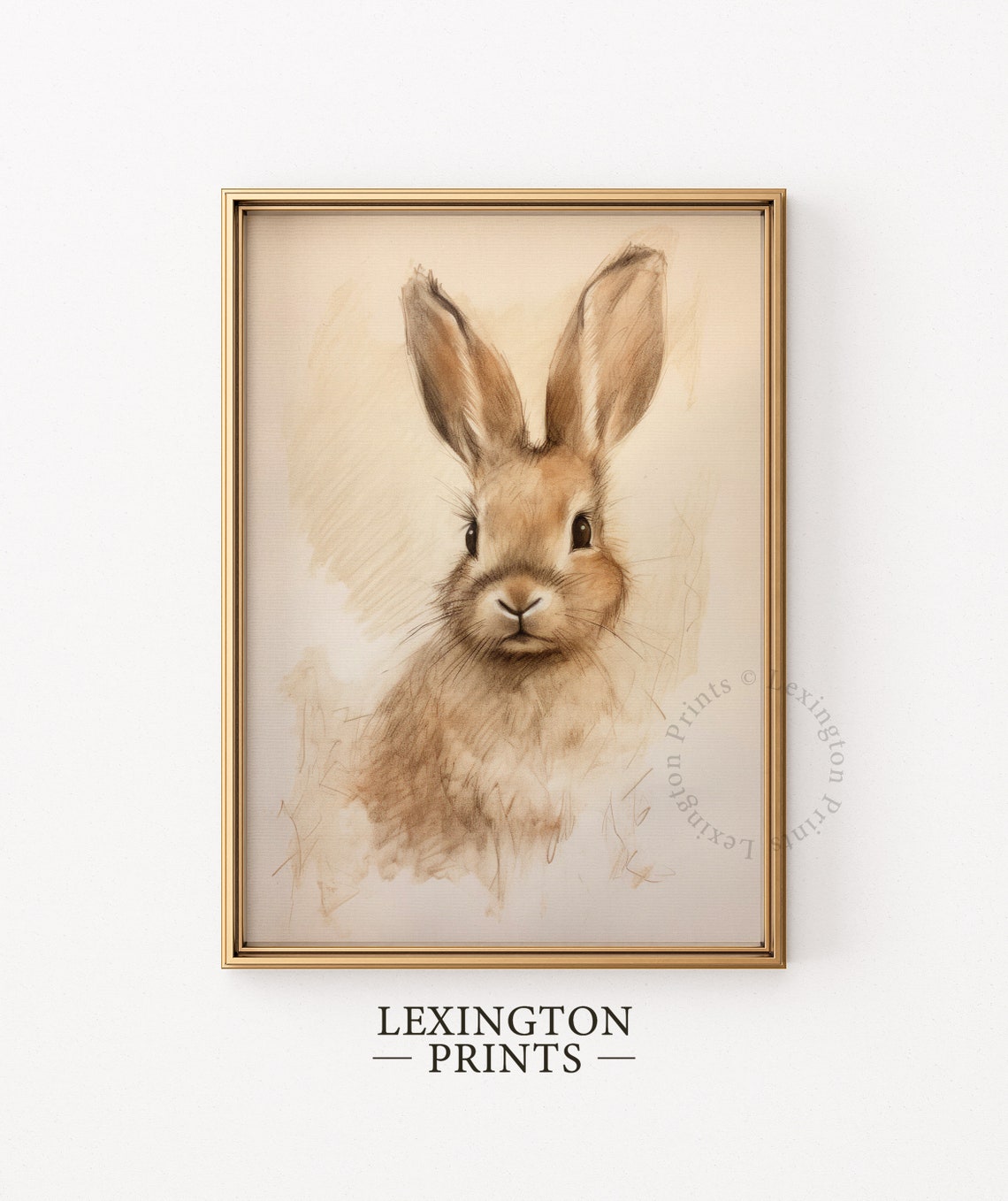 Vintage Bunny Rabbit Sepia Sketch Nursery Spring Rustic Animal Poster - Image 2